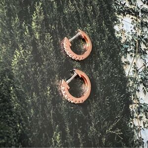 Rose Gold Zirconia Huggie Hoop Earrings
